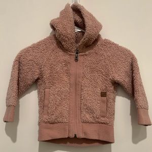 Roots, dusty rose colour, fuzzy jacket, size 2T